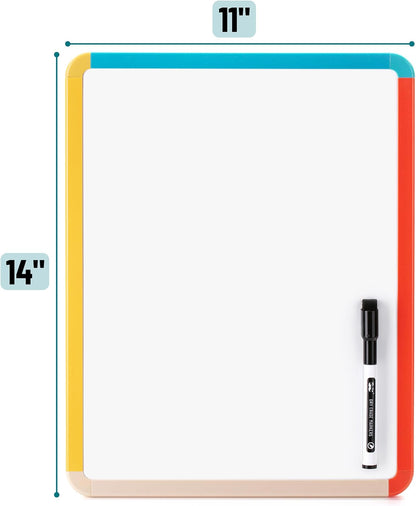 Mr. Pen- Dry Erase Board, 14” x 11” with a Black Dry Erase Marker, White Frame, Small Mini White Board for Students, Fridge, Wall, Locker, Includes Double Sided Tapes