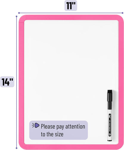 Mr. Pen- Dry Erase Board, 14” x 11” with a Black Dry Erase Marker, White Frame, Small Mini White Board for Students, Fridge, Wall, Locker, Includes Double Sided Tapes
