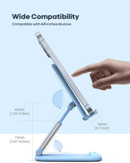 Lamicall Cell Phone Stand for Desk - [Height Adjustable] Foldable Mobile Phone Holder, Portable Stand for iPhone 17 16 15 14 13 12 11 Pro Max Plus Air, Galaxy S25, Office Gift, Telephone Accessories