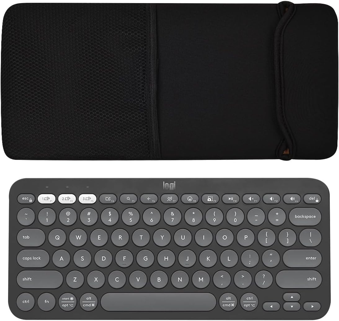 Carrying Bag Keyboard Travel Protective Sleeve Waterproof Neoprene Case for Logitech Pebble Keys 2 K380s Wireless Bluetooth Keyboard