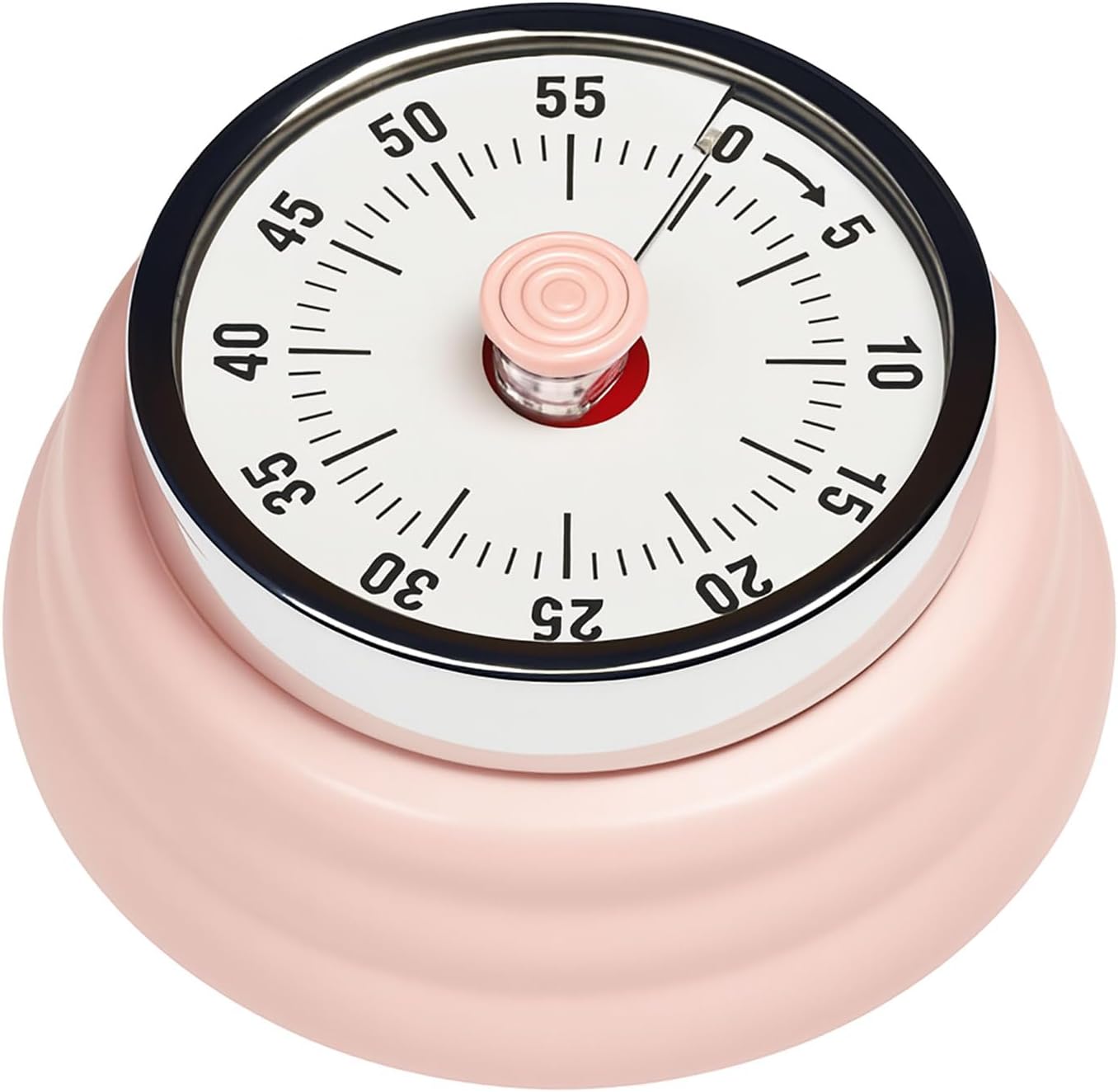 Elegant Stainless Steel Vintage Kitchen Timer with Magnetic Attachment - 60-Minute Countdown & Audible Alarm, Perfect for Cooking, Office Tasks, and Study Sessions (01-red)