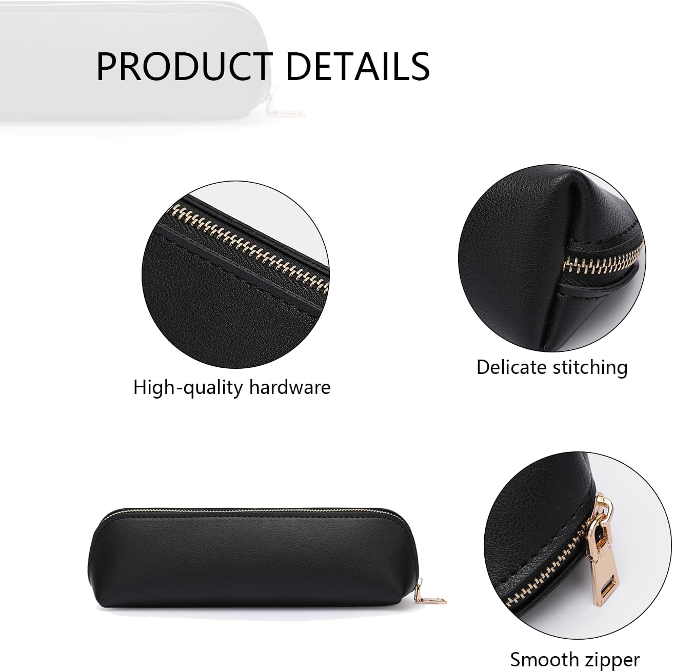 Canvas Pencil Case Cotton Canvas and Simple Multifunctional Pencil Bag Zipper Portable Storage (Black)