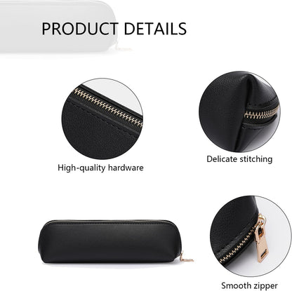 Canvas Pencil Case Cotton Canvas and Simple Multifunctional Pencil Bag Zipper Portable Storage (Black)