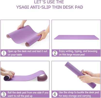 YSAGi Non-Slip Leather Desk Pad, Waterproof Laptop Computer Desk Keyboard Mat, Table Protector Blotter Mat, Large Mouse Pad for Office/Work/Home/Decor(Black, 31.5" x 15.7")
