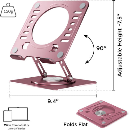 Uncaged Ergonomics Swivel Laptop Stand for Desk, Adjustable Computer iPad Stand for Desk w/ 360 Rotation, Portable Laptop Holder for Home Office Ergonomic Supplies