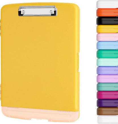 Piasoenc Clipboard with Storage, 8.5 x 11 Organization Box with Pen Holder and A4 Legal Paper Folder, Folio & Side-Opening, Low Profile Clip,for Nurses,Teachers, Size 14 x 9.6 x 1.2 in, Black