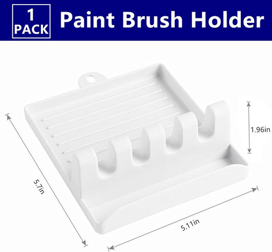 2 Pcs Paint Brush Holder with 4 Slots Desk Brush Rest Water Coloring Brush Organizer Display Stand for Watercolor Acrylic Oil Painting Brushes Storage