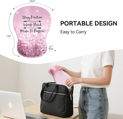 Ergonomic Mouse Pad with Wrist Rest,Cute Gel Mousepad Wrist Support - Small Mini Portable for Travel Mouse Pads for Desk Laptop,Computer,Office & Home Decor (Pink&Light Pink)