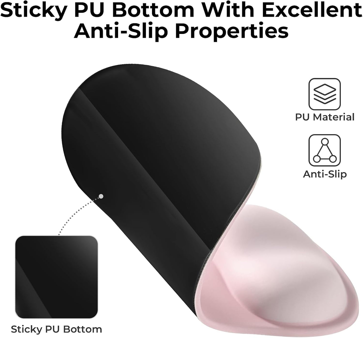 EooCoo Ergonomic Mouse Pad with Gel Wrist Rest Support, Middle Concave Design for Natural Wrist Alignment, Non-Slip Base Mousepad for Laptop, Computer, Office Desk Accessories, Carpal Tunnel Syndrome