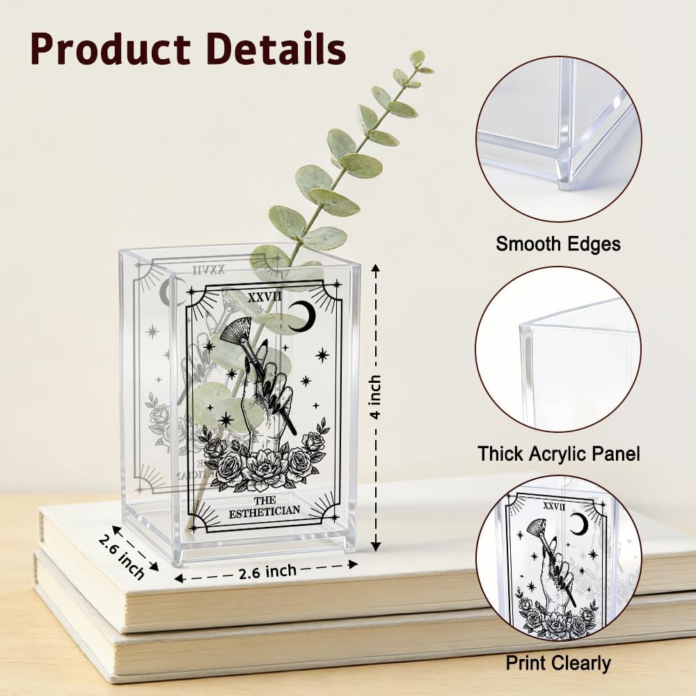 The Makeup Artist Acrylic Cosmetic Pencil Pen Holder, Funny Vanity Accessories for Girls, Makeup Brushes Holder for Beauty Specialist Esthetician, Make Up Artist MUA Appreciation Gifts