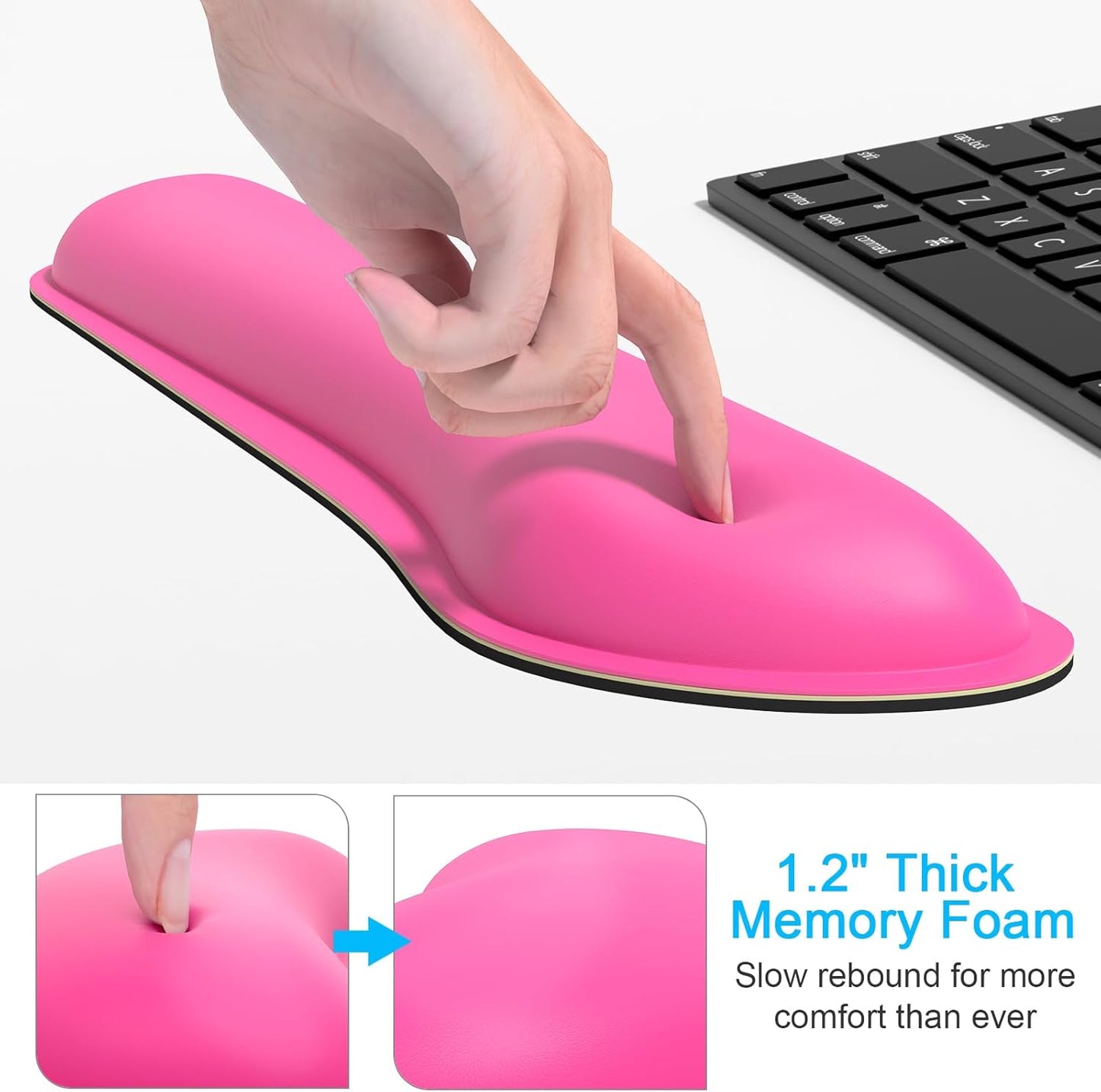 Dapesuom Mouse Wrist Rest, Ergonomic Memory Foam Mouse Wrist for Computer Desk Mats Support, PU Leather Hand Rest Pad Cushion for Gaming, Laptop, Men, Women, Pain Relief & Easy Typing, Black