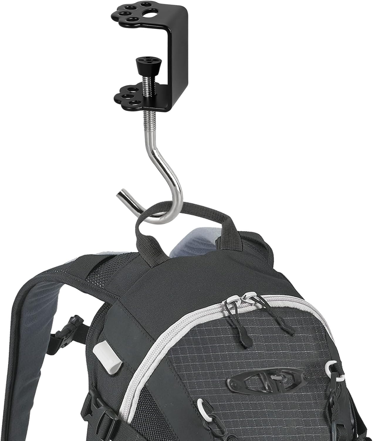 2 Pcs Desk Mount Bag Holder Hook Clamp-On Backpack Hanger Portable Desk Mount Headphones Holder Reduce Desk Clutter for Table Desk, Under Counter