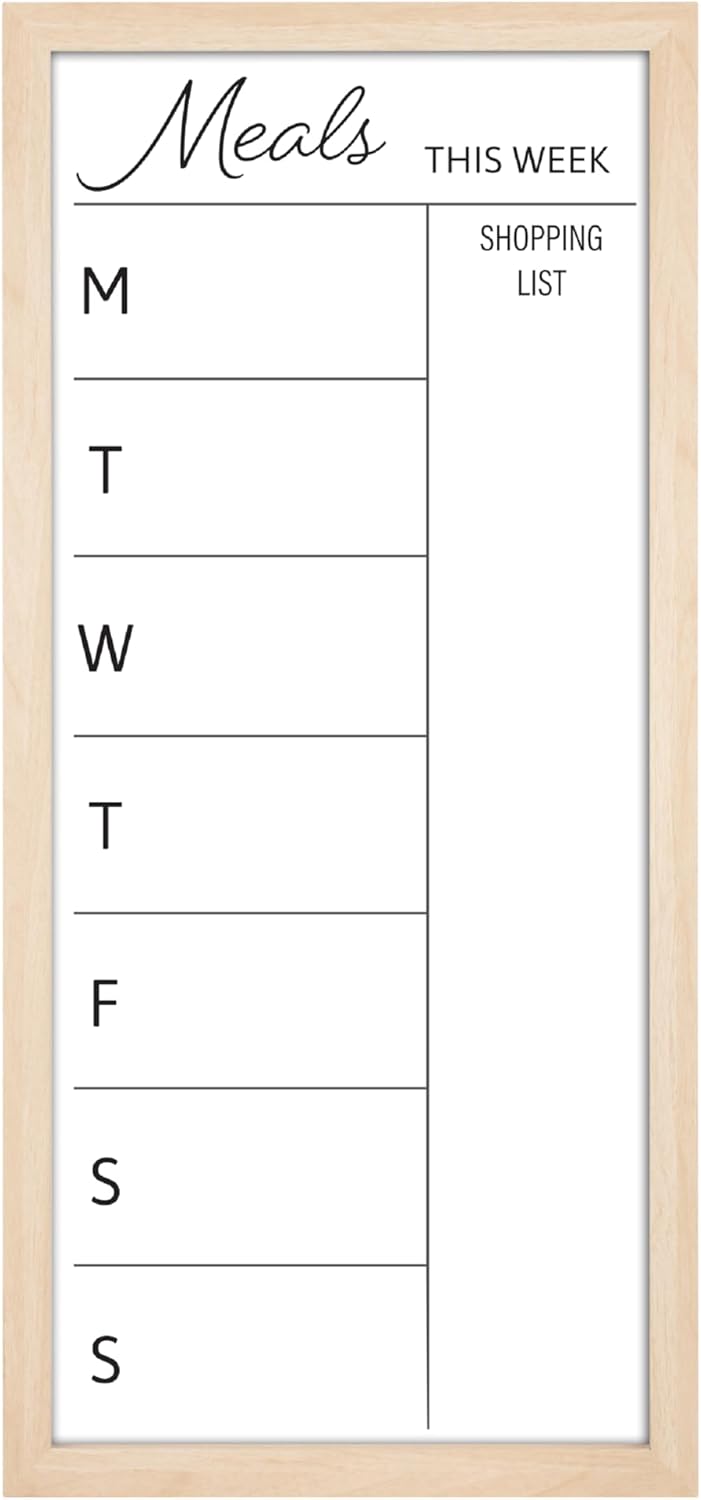 MCS Dry Erase Weekly Planner 11x24 Walnut Framed Calander Whiteboard for Wall, Plan Your Week with Family Weekly Planner for Dinners, Sports, Events & More