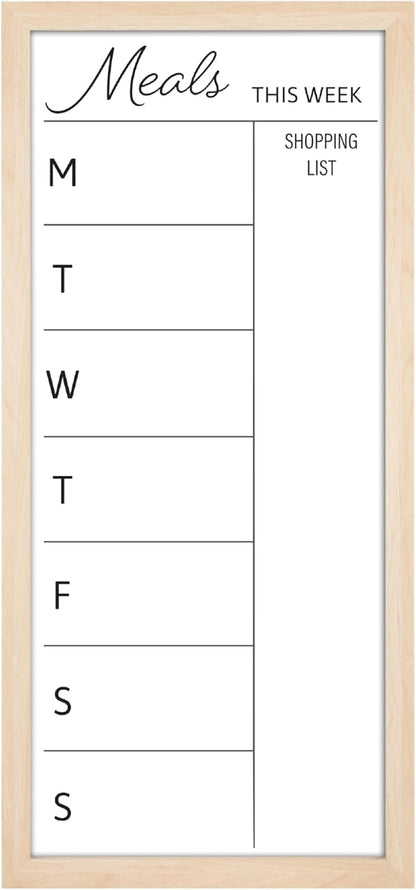 MCS Dry Erase Weekly Planner 11x24 Walnut Framed Calander Whiteboard for Wall, Plan Your Week with Family Weekly Planner for Dinners, Sports, Events & More