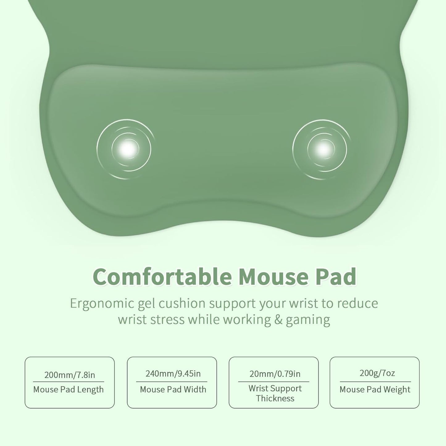 EooCoo Ergonomic Mouse Pad with Wrist Support, Mousepad with Memory Foam Wrist Rest and Non-Slip Base for Computer, Cafe, Home & Office, 9.64 x 8.26 in Office Desk Accessories