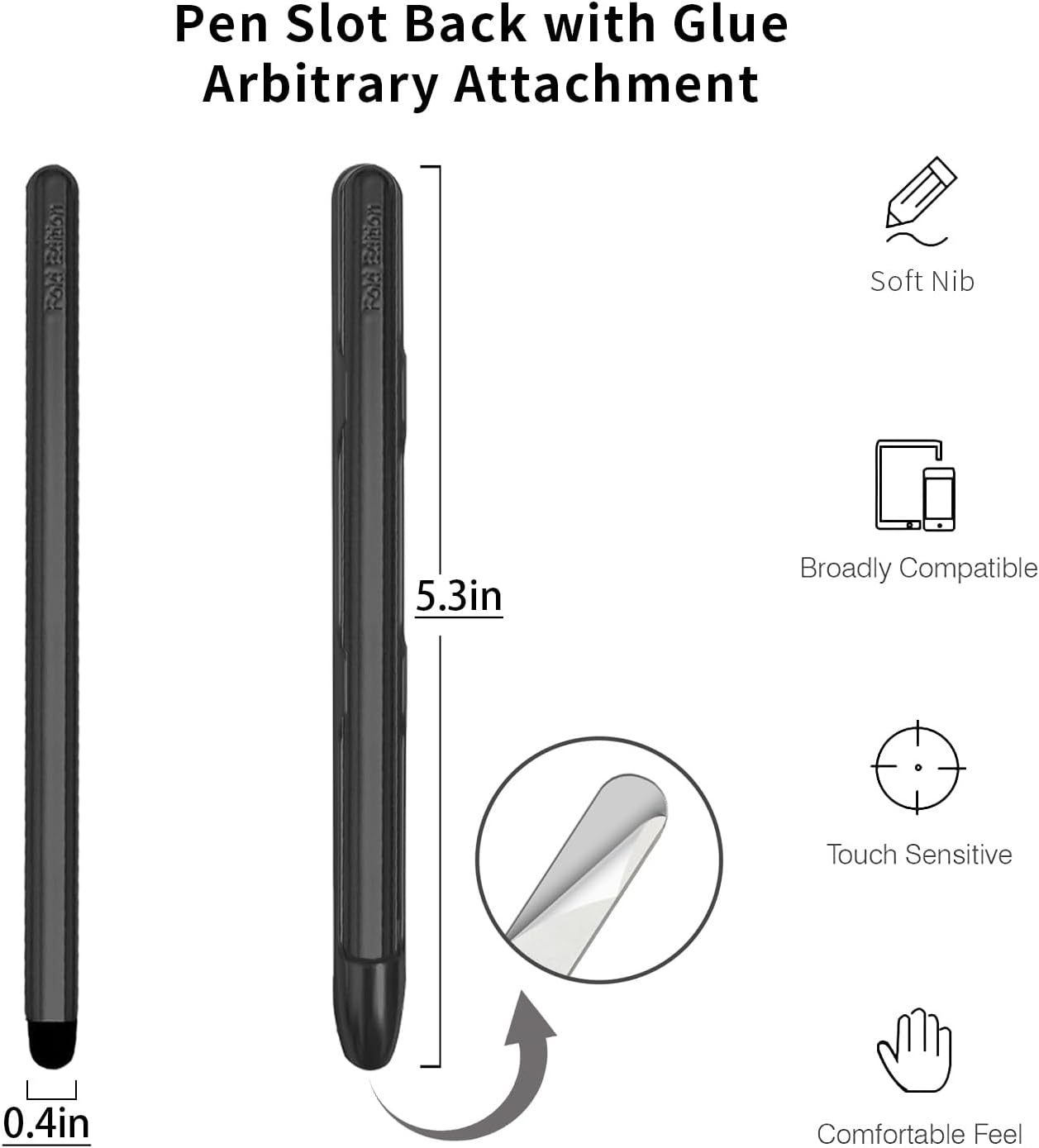 Stylus Pens with Pen Slot for Touch Screens, High Precision Capacitive Universal Stylus for iPad iPhone Tablets Samsung Galaxy All Touch Screen Devices (Black)