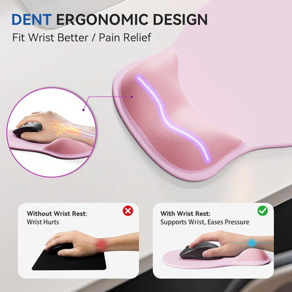 Ergonomic Mouse Pad with Wrist Rest,Cute Gel Mousepad Wrist Support - Small Mini Portable for Travel Mouse Pads for Desk Laptop,Computer,Office & Home Decor (Pink&Light Pink)