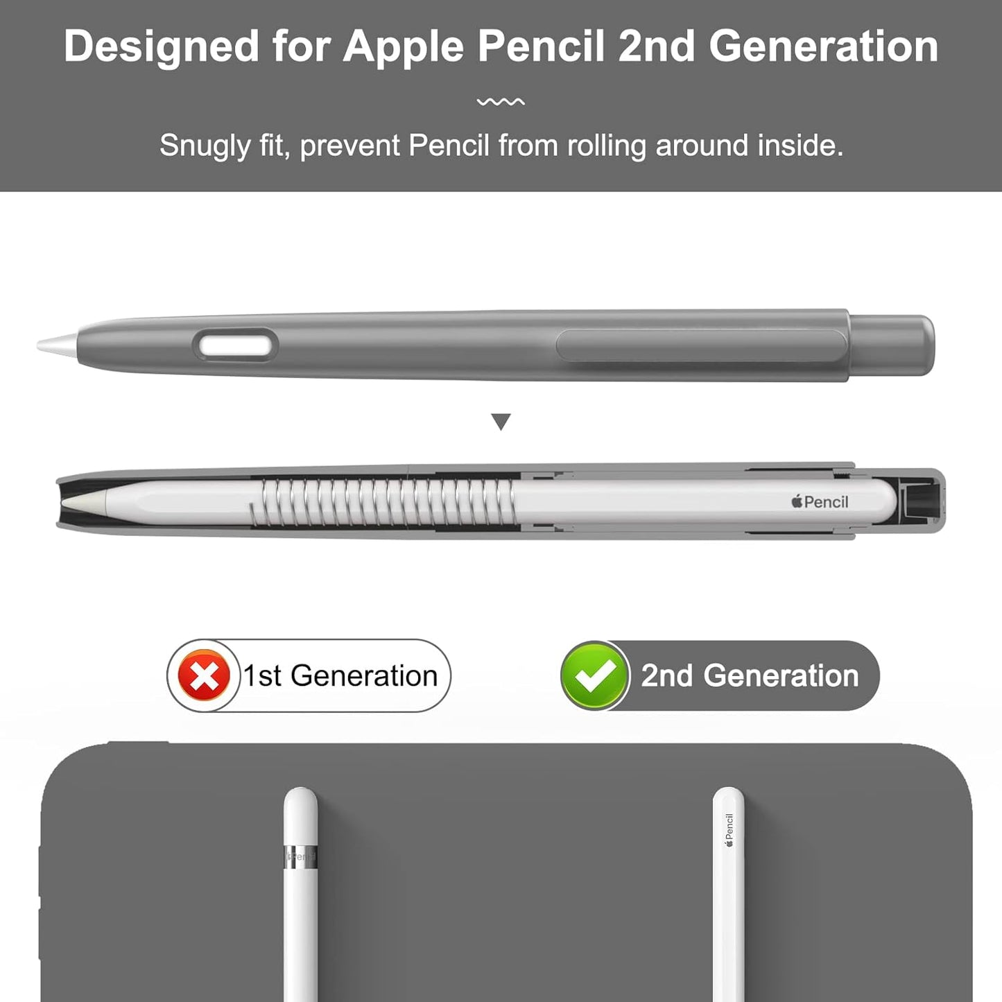MoKo Holder Case Compatible with Apple Pencil 2nd Generation, Retractable Protective Apple Pencil Cover with Sturdy Clip, Hard PC Apple Pencil Case, Support Double-Tap, Dark Purple