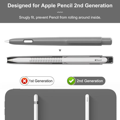 MoKo Holder Case Compatible with Apple Pencil 2nd Generation, Retractable Protective Apple Pencil Cover with Sturdy Clip, Hard PC Apple Pencil Case, Support Double-Tap, Dark Purple