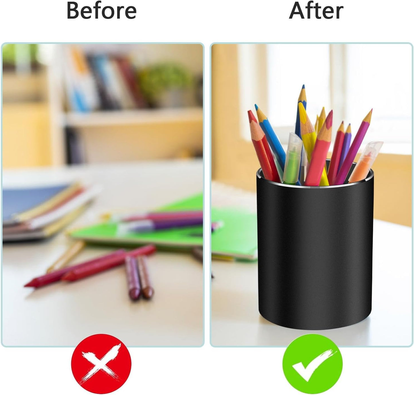 Pen holder, aluminum alloy waterproof pen holder, desktop simple and modern minimalist, multifunctional office supplies for families, kids and schools