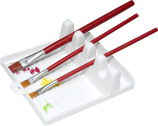 2 Pcs Paint Brush Holder with 4 Slots Desk Brush Rest Water Coloring Brush Organizer Display Stand for Watercolor Acrylic Oil Painting Brushes Storage