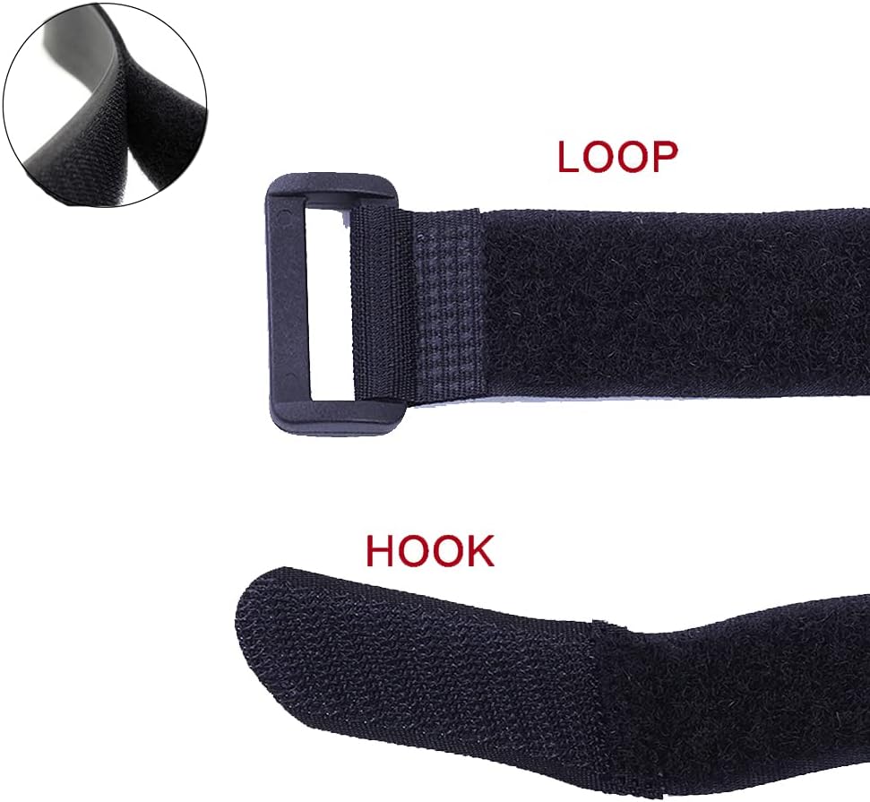 Fastening Nylon Strap with Buckle,10Pack Reusable Self-Adhesive Hook and Loop Cable Securing Straps,Adjustable Cinch Straps for Cords Organized and Tidy(1" x 8")