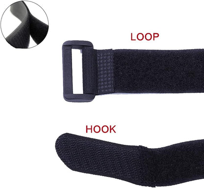 Fastening Nylon Strap with Buckle,10Pack Reusable Self-Adhesive Hook and Loop Cable Securing Straps,Adjustable Cinch Straps for Cords Organized and Tidy(1" x 8")