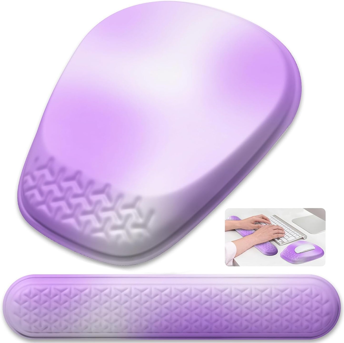 Mouse Pad with Wrist Rest, Comfortable Keyboard Wrist Rest, Memory Foam Wrist Rest for Computer Keyboard, Ergonomic Mouse Pad Set for Easy Typing & Pain Relief for Office Black
