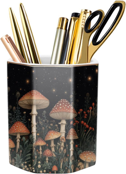 Pen Holder, Pencil Holder for Desk, Marble Desk Organizer Cute, Durable Ceramic Pencil Cup, Decorative Makeup Brush Holder Cup, Stationery Holder for Office, Home, Gray Marble