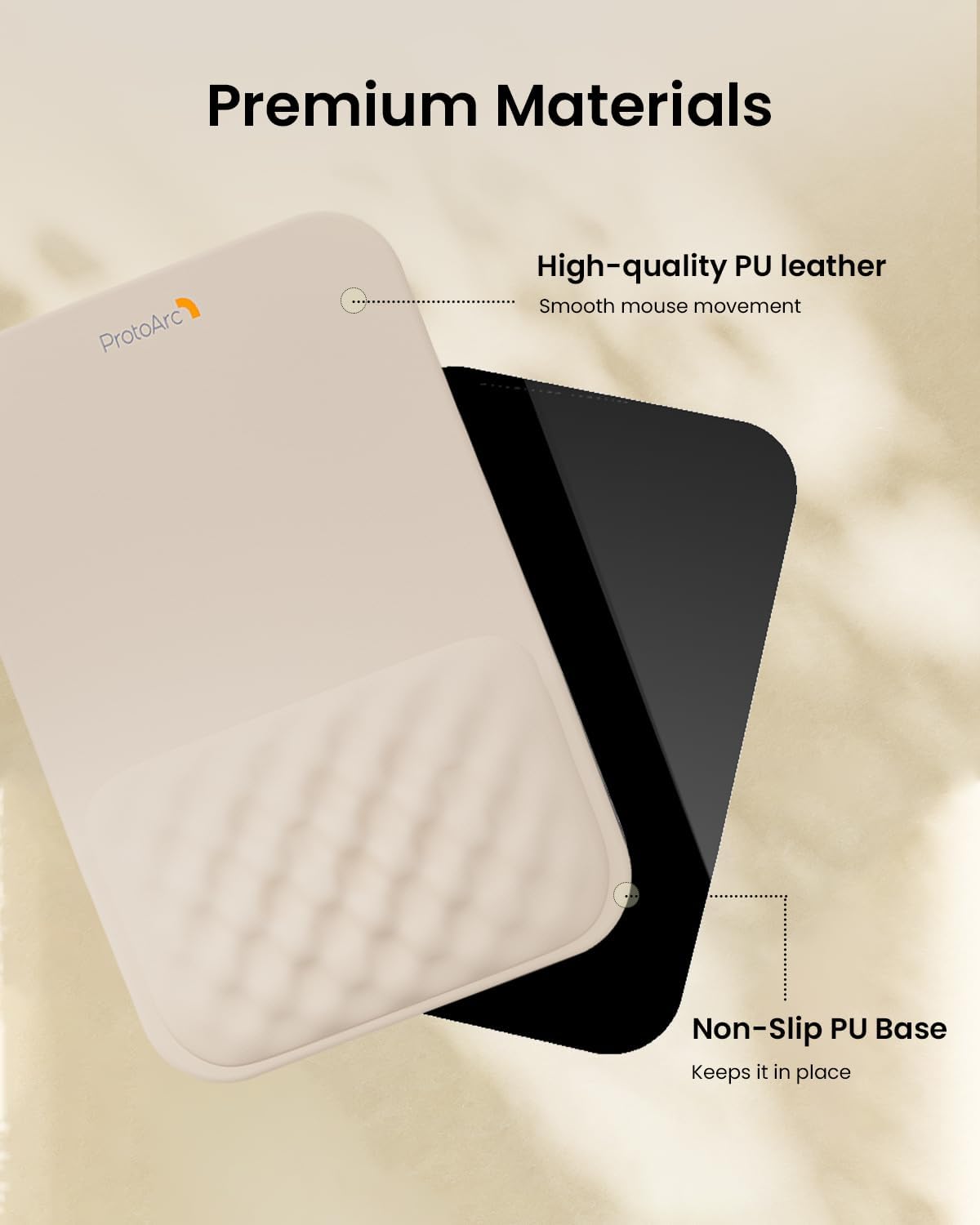 ProtoArc Ergonomic Mouse Pad with Wrist Rest, MP50 Mousepad with Massage Design, Soft Memory Foam and Non-Slip PU Base for Pain Relief, Desk, Home, Office, 12x8 Inches, Black
