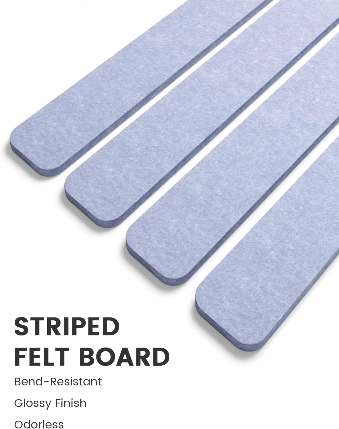 Fluxynara Cork Board Alternative Felt Strip Board 8-Pack 13"x2", Office Pin Board with 50 Push Pins, Adhesive Install for Bedroom Door & Home Office(Linen Dusk)