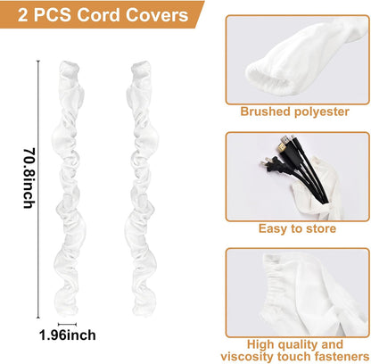 Chandelier Cord Cover Gray 2 Pack with Touch Fasteners,70.8inches Brushed Polyester Fabric Chain Sleeve for TV Cord Cover Decorative Wire Hider Easy Install Convenient for Wire Management