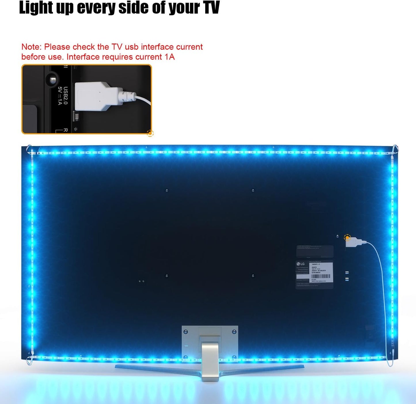PANGTON VILLA TV LED Backlight for 40-60 Inch TV, 8.2ft LED Lights for TV with Bluetooth APP & Remote Control, 16 Color Led Strip Lights Changing TV Lights Behind with Music Sync for Bedroom