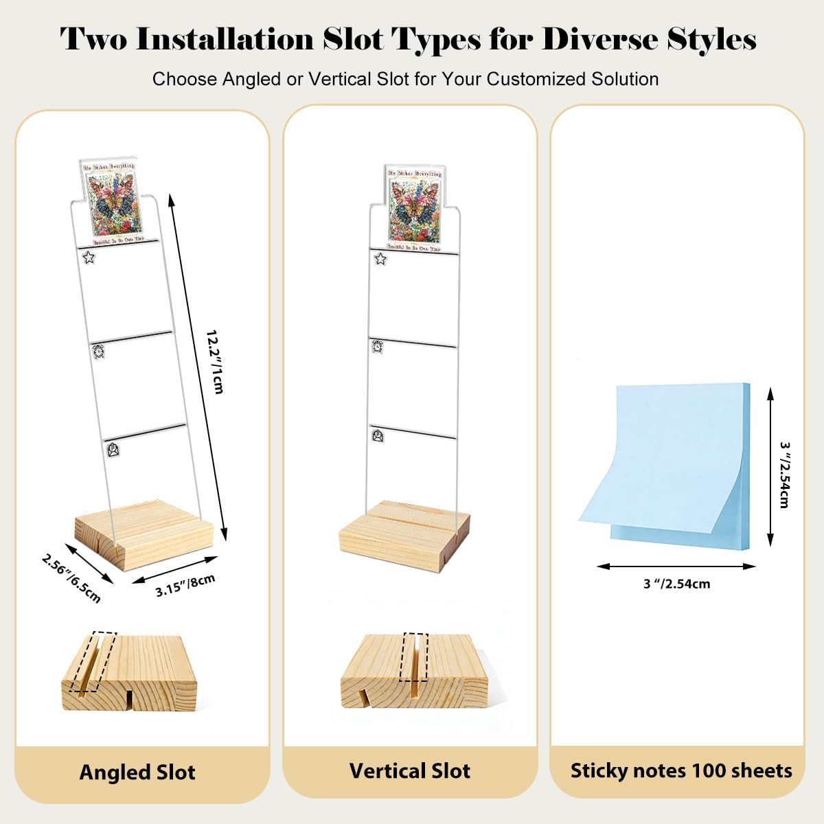 Monitor Memo Board Computer Monitor Memo Board Sticky Note Organizer Kidney Acrylic Desk Accessories Removable Wooden Base Set Sticky Notes 100 Sheets 11.8×3.1 inches