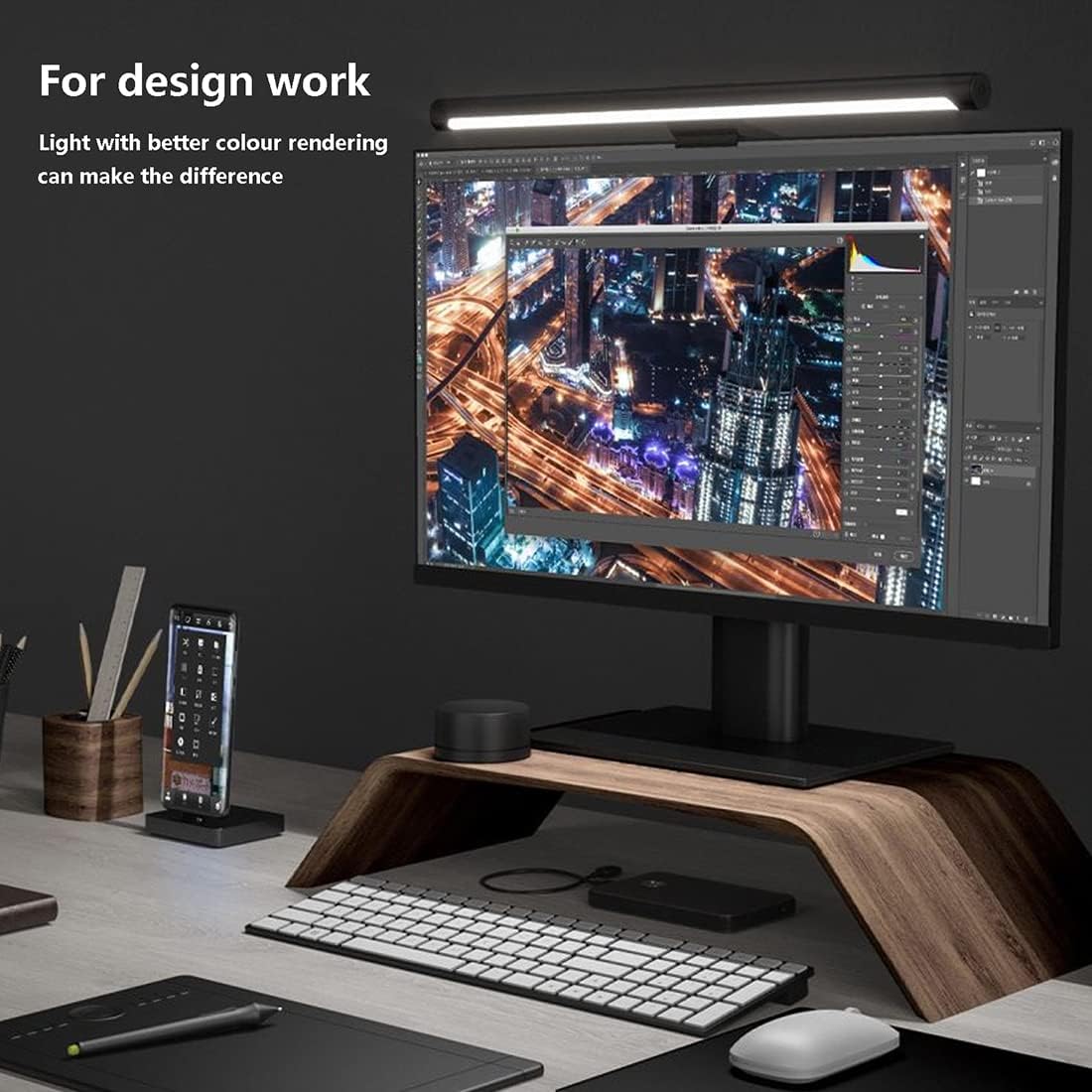 XIAOMI Mi Computer Monitor Light Bar - Wireless Control, Easy Installation, Extra Computer Lighting w/o Taking Desktop Space, No More Glare