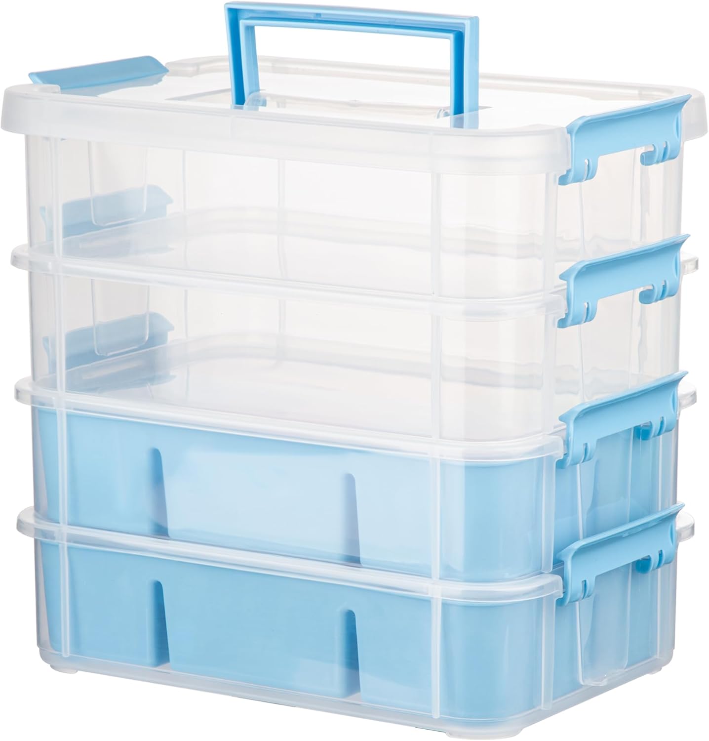 CraftGenes Art Supply Storage Organizer with 2 Removable Trays, 4-Layer 10QT Durable Craft Organizers and Storage for Sewing, Tool, Office Supplies, Art, Craft Supplies