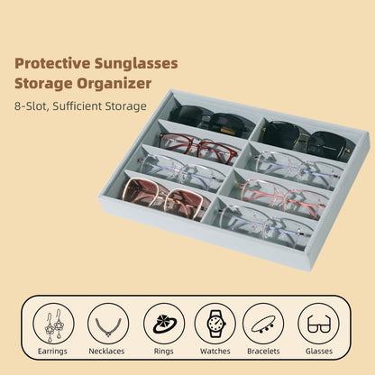 Glasses Holder Box Drawer Sunglass Organizer for Men Clear Storage Case 8 Slot Multiple Reading Glasses Display