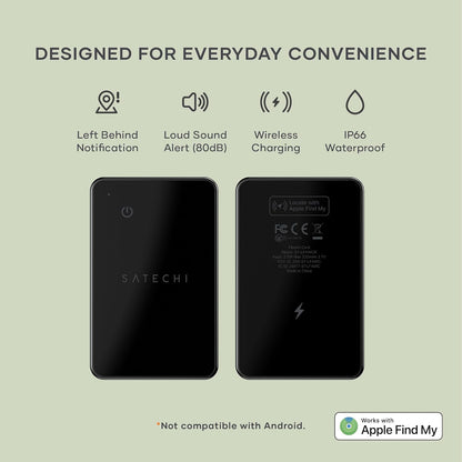 Satechi FindAll Wallet Card with Find My, Wallet Tracker Card with Left Behind Notification, Sound Alert and Wireless Charging, Works with iPhone, iPad, Mac – Black
