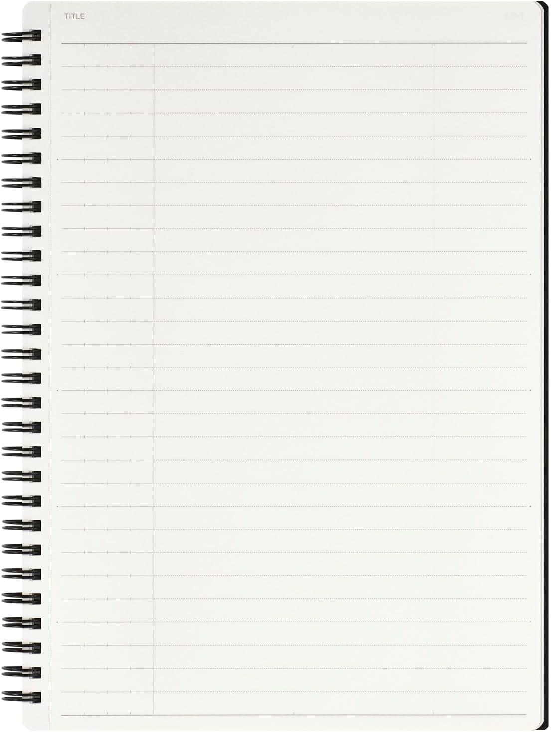 Maruman Mnemosyne Lined Notebook- Vertical A5, 5.83" x 8.27", 70 Sheets / 140 Pages, 7mm College Ruled With Center Line Journal, Perforated Pages & Wire-Bound to Lay Flat, Black, Made in Japan - Colors A