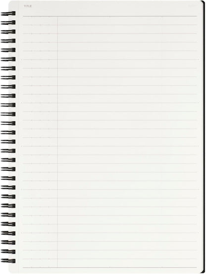 Maruman Mnemosyne Lined Notebook- Vertical A5, 5.83" x 8.27", 70 Sheets / 140 Pages, 7mm College Ruled With Center Line Journal, Perforated Pages & Wire-Bound to Lay Flat, Black, Made in Japan - Colors A