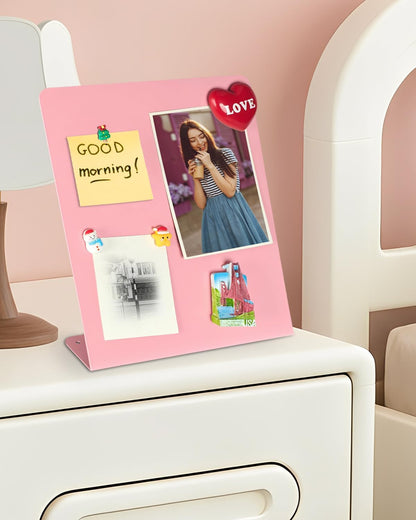 Magnet Board - Pink, 11 x 12.6 x 2.4 in, Standing Magnetic Board for Desk, Magnetic Display for Memos, Photos & Documents, Bulletin Board for Home Office School Kitchen Table Supplies(PK-FX2832-1P)