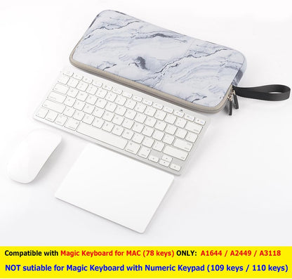 Neoprene Carrying Keyboard Sleeve Case Bag Protection Pouch Compatible with Magic Keyboard 1 & 2, Wireless Keyboard, Magic Mouse, Magic Trackpad and Wireless Trackpad (White Marble Pattern) …