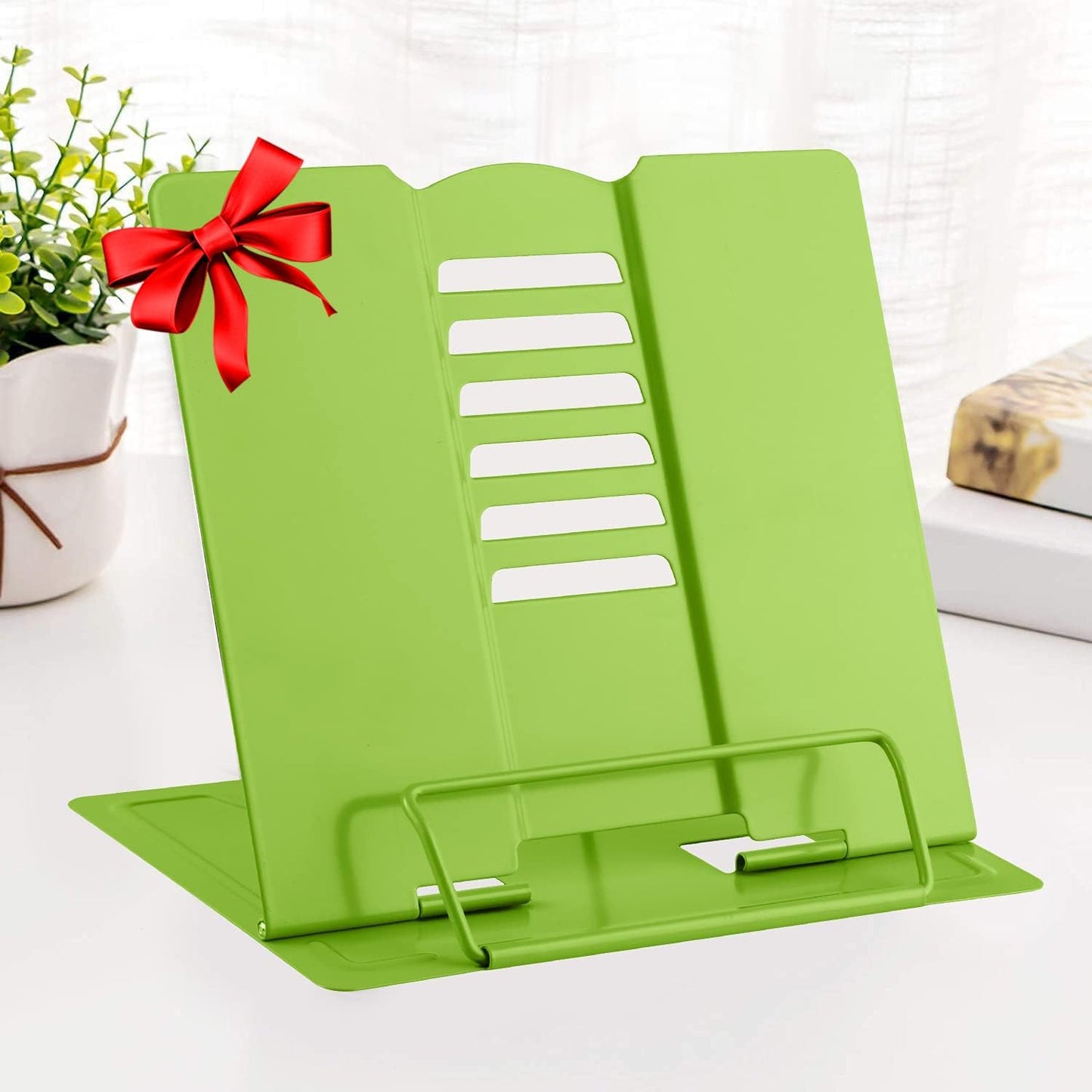 MSDADA Desk Book Stand Metal Reading Rest Book Holder Adjustable Cookbook Documents Holder Bookstands for Recipes Textbook Music Books, the First Day of School Gift for Students, Teachers (Light Blue)