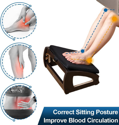 StrongTek Ergonomic Under Desk Footrest, 3 Adjustable Heights Wooden Office Footrest, Large Anti-Slip Surface, Improves Posture and Blood Circulation, up to 400lbs (Natural)