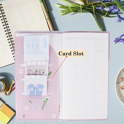 qianshan Travelers Notebook Inserts with PVC Sleeve,Undated Weekly Planner,Weekly To Do List Notepad,TN Journal,30 Sheets,8.5" x 4.7",Pocket Travelers Notebook for Journals,Diaries,Planners,Pink Cat