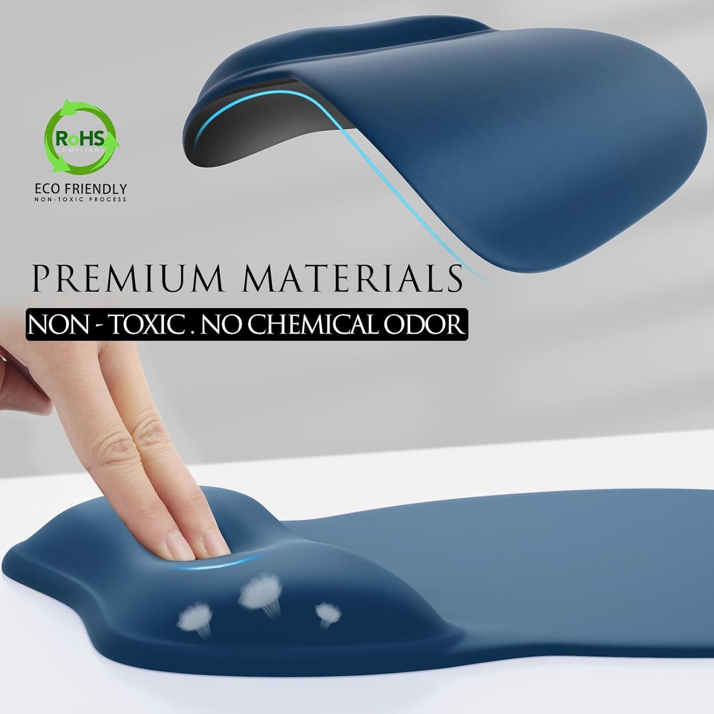 MROCO Ergonomic Mouse Pad with Gel Wrist Rest, Smooth Wrist Support Surface, Non-Slip PU Base for Pain Relief, Comfortable Mousepad for Computer, Laptop, Office & Home, 9.4 x 8.1 in, Black