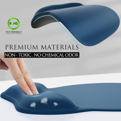 MROCO Ergonomic Mouse Pad with Gel Wrist Rest, Smooth Wrist Support Surface, Non-Slip PU Base for Pain Relief, Comfortable Mousepad for Computer, Laptop, Office & Home, 9.4 x 8.1 in, Black