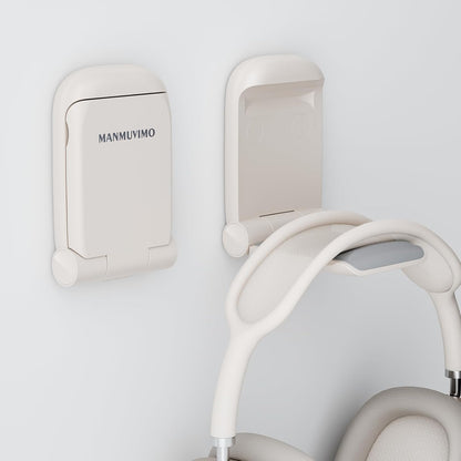 MAMUVIMO Headphone Stand, Headset Stand Foldable ＆ Sticky, Headphone Holder Hook Mount with Non-Slip Silicone, Adhesive Earphone Desk Hanger Clip Space-Saving for Airpods Max, All Earphones- Pink