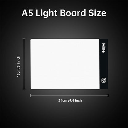 Mlife A2 LED Light Pad for Diamond Art Painting Light Board with 3 Brightness, Tracing Light Board with USB Cable & 4 Fasten Clips for Sketching, Animation, Drawing, Diamond Art Painting Supplies