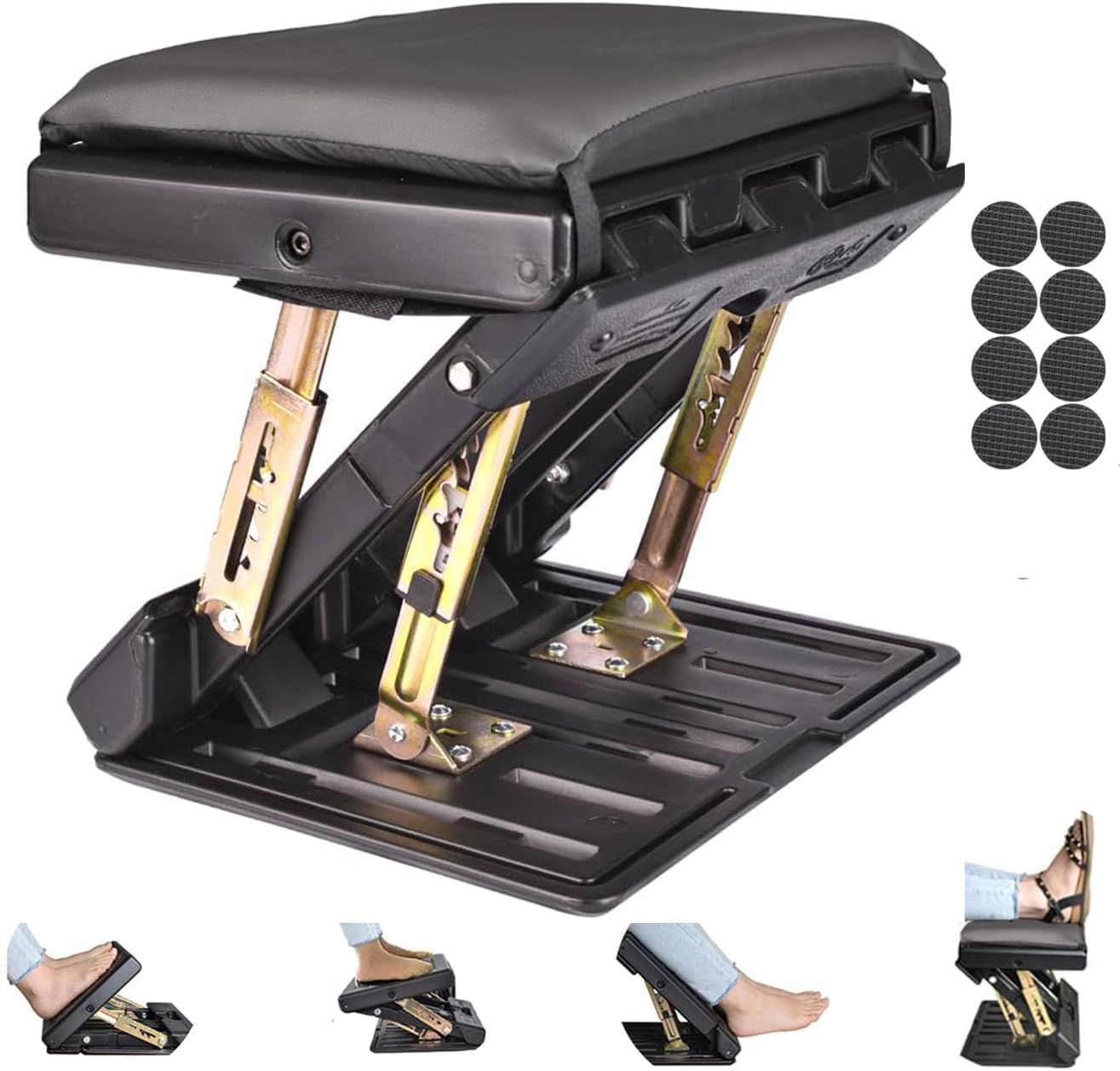 Foot Rest for Under Desk at Work 4-Level Height Adjustable, Ergonomic Foldable Footrest for Office, Gaming,Computer, Soft & Removable Pad Desk Foot Stool Suitable for All Seasons